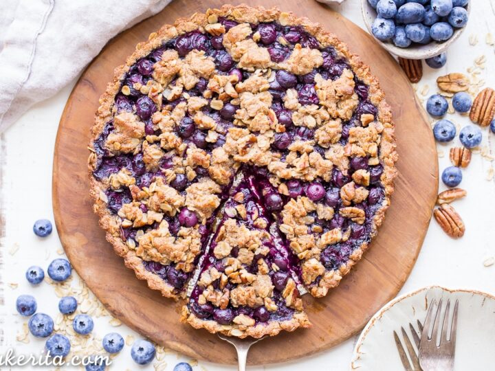 Image for Blueberry Crisp Tart with Oatmeal Crust (Gluten Free + Vegan)
