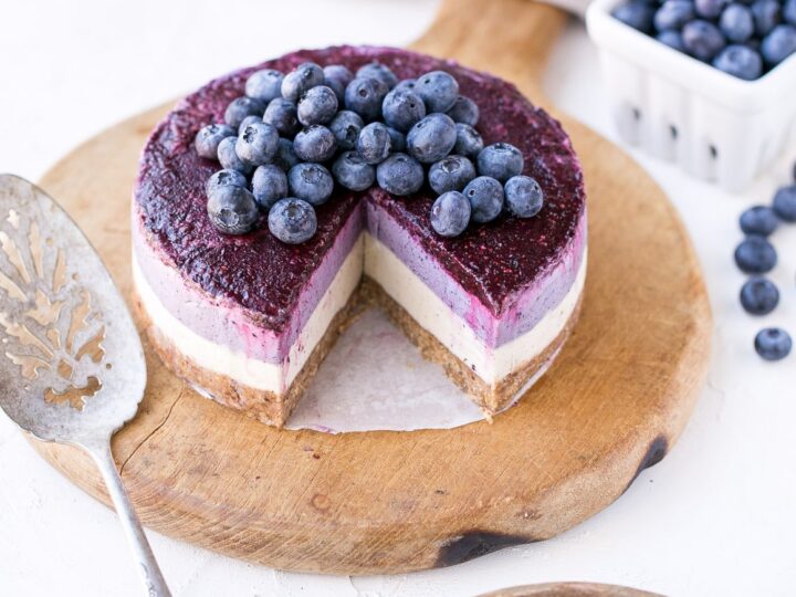Image for Layered Blueberry Vegan Cheesecake (Gluten Free)