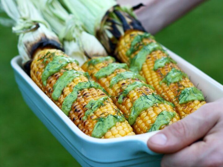 Image for Grilled Corn on the Cob with Creamy Avocado Dill Dressing